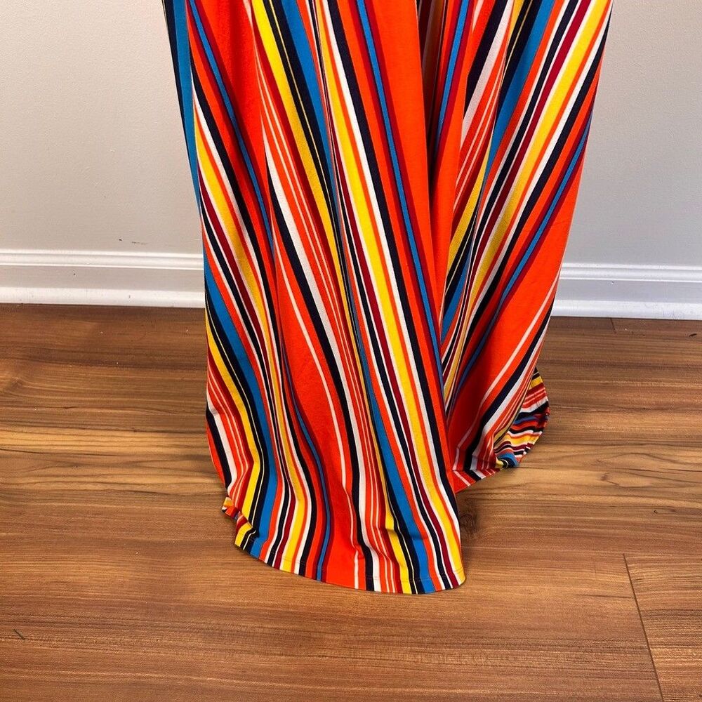Rouge Collection Maxi Dress Womens 2X Multicolor Stripe Cut Out Sides Back Knit - Picture 3 of 12